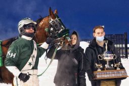 Winners circle and trophy presentation for the Filly Pace