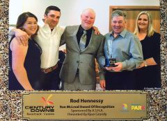 Accepting the Ron McLeod Award