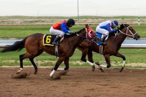 Hidden Grace holding off Raider in the stretch and setting a new 6-furlong record in the process.