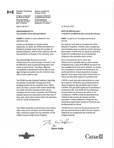 Update on items allowed in the retention area