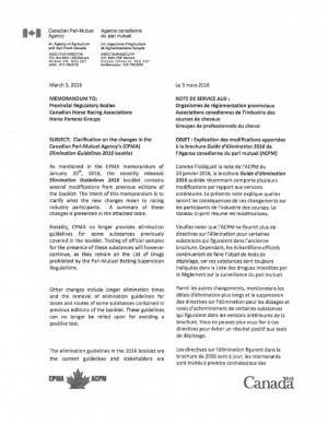 Clarification on the changes in CPMA Elimination Guidelines 2016 booklet