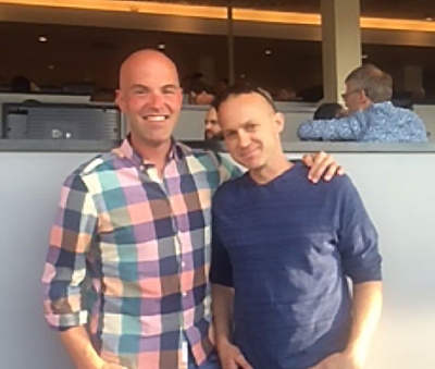 Chris Roberts spending quality time on Saturday with HBPA President Steve Smith