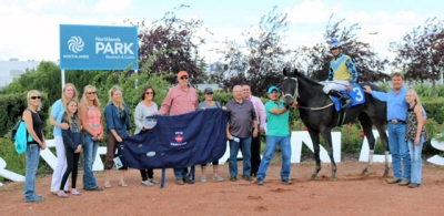 Norm's Big Bucks in the winner's circle for the 2-Year-Old Sales Stake at Northlands Park
