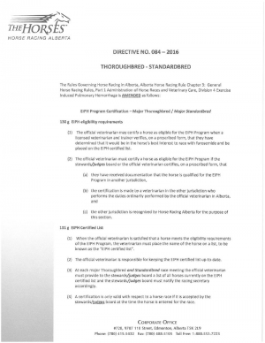 Directive #84-2016 (EIPH Program Certification Amendment)