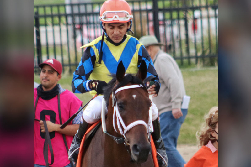 Enrique Gonzalez in the walking ring at Century Mile