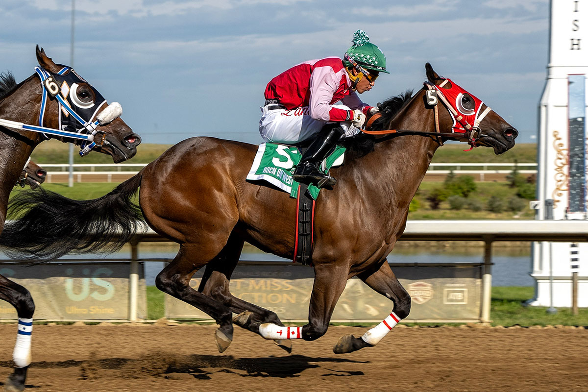 Rocn On West at the finish line August 16 at Century Mile Racetrack