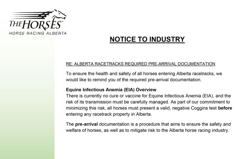 Industry Notice: Pre-Arrival Documentation