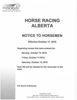 NOTICE TO HORSEMEN