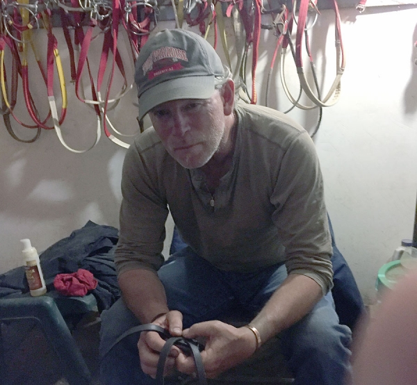 Calvin in a backstretch tack room at RMTC