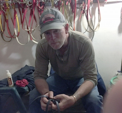 Calvin in a backstretch tack room at RMTC
