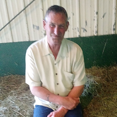 William Leech in the barns at Evergreen Park