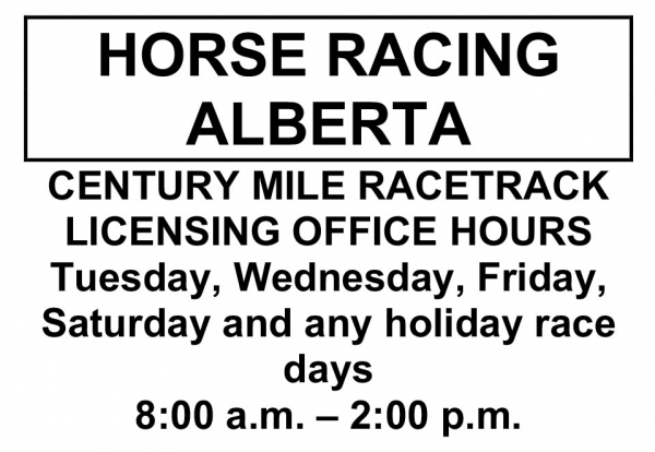 Century Mile Licensing Office Hours (November 2019)