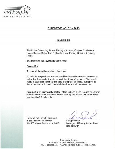 Directive #82 - 2015 (Rule 458 s)