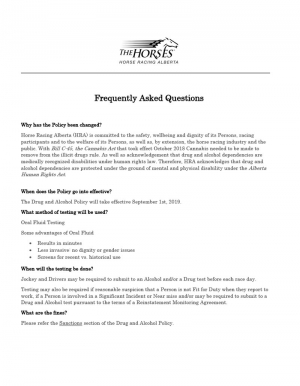 Frequently Asked Questions - Changes to Drug and Alcohol Policy