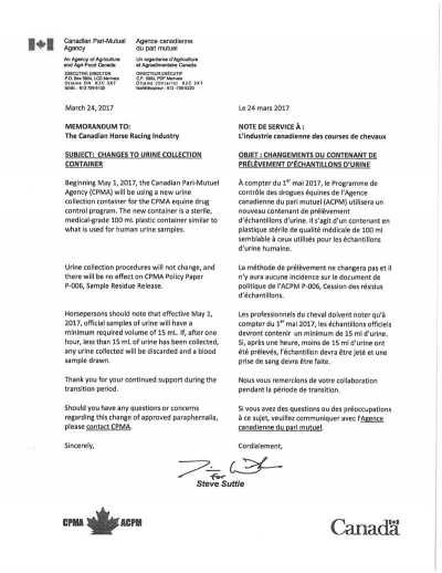 Changes to Urine Collection Container