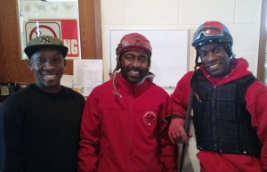 L to R – Jockeys Andrew Wright, Carlton Malcolm and Neville Stephenson. Neville won two stakes races this past weekend.