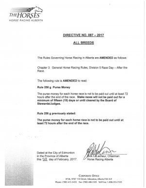 Directive No. 087-2017 - All Breeds