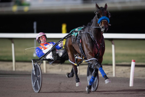 Side Piece and Brandon Campbell at the wire in the Century Casino Filly Pace
