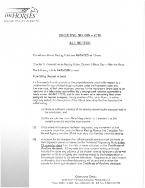 Directive No. 086-2016 - All Breeds